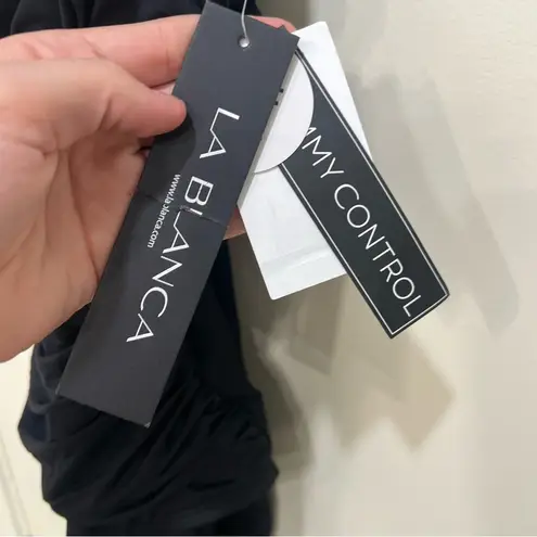 La Blanca Island Goddess High Neck Keyhole One Piece Black