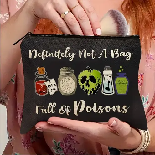 Halloween Poison Bottles Cosmetic Bag • Witchy Travel Pouch • Spooky Gift NWT Red