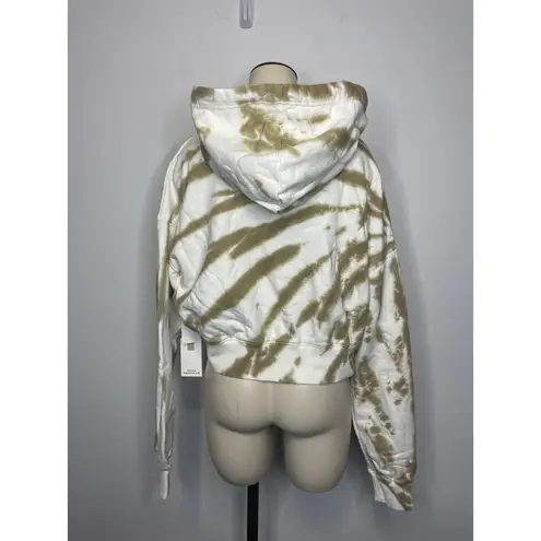 Good American  Women's Size 2 Cropped & Cool Hoodie White Tan Putty Tie Dye NWT