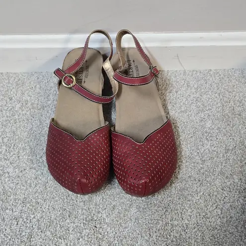 Spring Step L'Artiste Lizzie Mary Jane Wedge Clog Sandals EU 39 US 8.5 Red