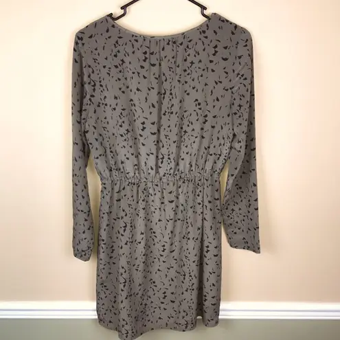 Broadway & Broome Women’s Silk Taupe Black Patterned Faux Wrap Skirt Dress Brown Size 4