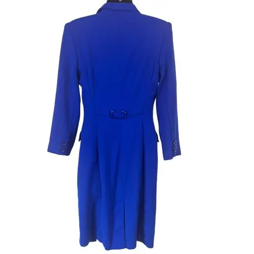 Teri Jon by Rickie Freeman Blue Wool Coat Dress Size 10