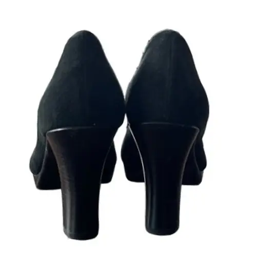 Adrienne Vittadini Black Suede Platform Block Heel Pumps Women's Shoes