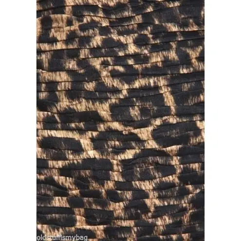 Torn By Ronny Kobo Kaitlyn Pleated Brown M Animal Print Mini Dress NWT $480