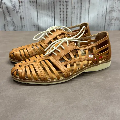 Rollie Nation Tan Leather Derby Cage Lace Up Shoes Size 7
