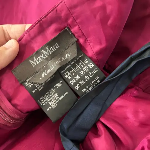 Max Mara Vintage Magenta Pink Navy Halter Silk Blend Dress Sz 6