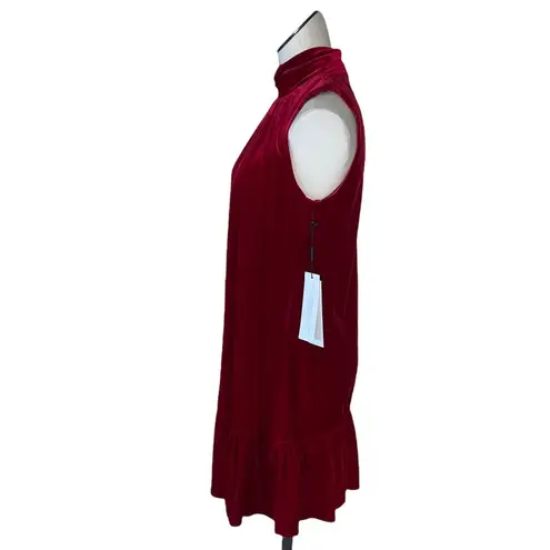 Calvin Klein COPY - NWT  Red Velvet Mock Neck Tired Dress SZ-6