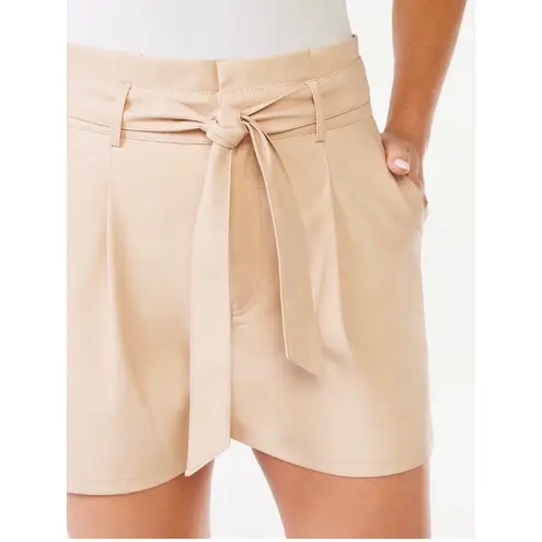 Sofia Vergara Faux Leather Shorts High Rise Size 16 Womens Beige New