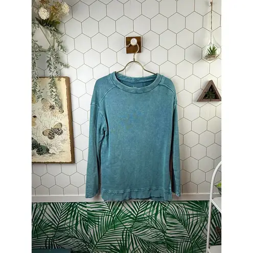 Pilcro from Anthropologie Teal Imogen Seamed Tunic Sweatshirt - Size - XS