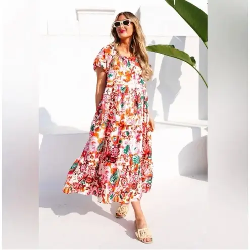 Ivy City Co Harvey Tent Midi Dress Pink Floral XS