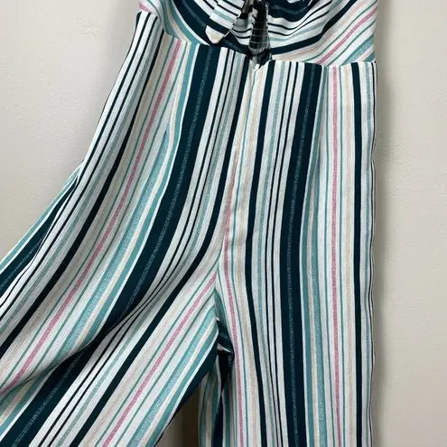 Xhilaration  Jumpsuit Small‎ Striped Multicolor Palazzo Pants V-Neck Tie Cutout S