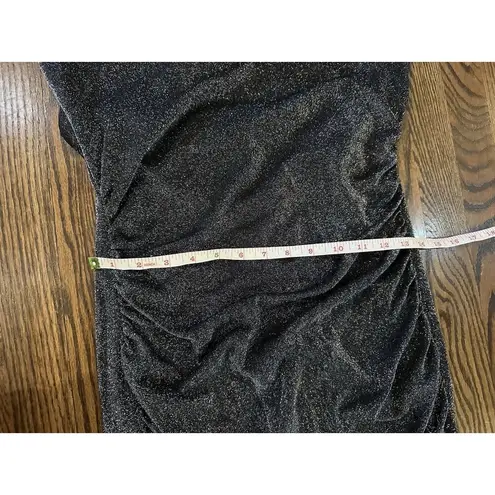 BCX DRESS Womens Silver Cross Straps Cowl Back Sparkly Maxi Dress Size Large