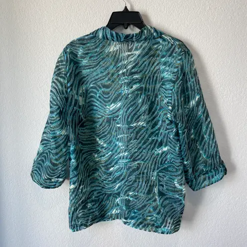 Allison Daley Art To Wear Colorful Semi Sheer Blouse Size XL
