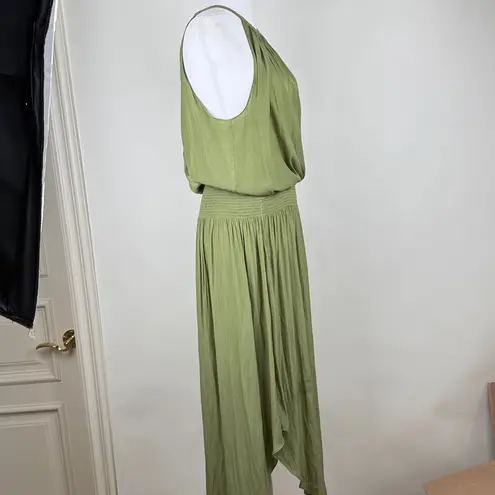 Ramy Brook Audrey Smocked Sleeveless Midi Dress in Spruce Green Size Small