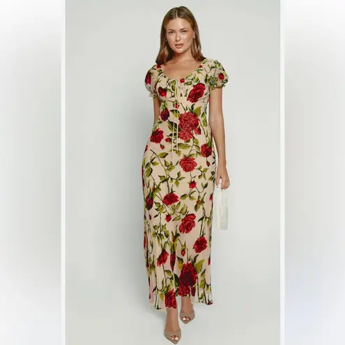 Rare London Rose Devore burnout velvet maxi dress coquette Sz 8 NWT