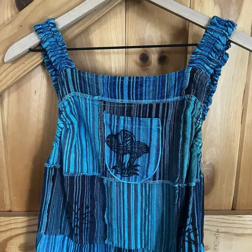 NWT Ananta Romper Woman's L/XL Patchwork Teal Blue Black Pockets Boho Hippie Size undefined