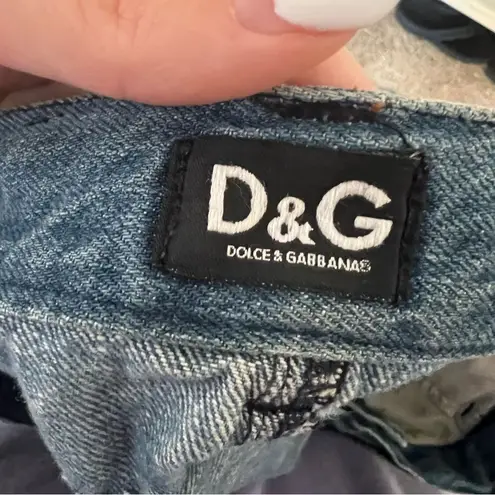 Dolce & Gabbana y2k Frey Hem Denim Mini Skirt with Contrasting Pockets