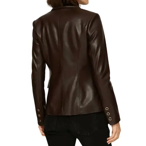 Milly Inez Faux Leather Blazer in Brown, Size US 6