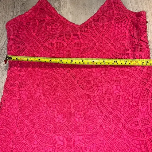 Sak’s 5th Avenue 5/48 Flamingo Pink Crochet Spaghetti Straps Sleeveless Dress