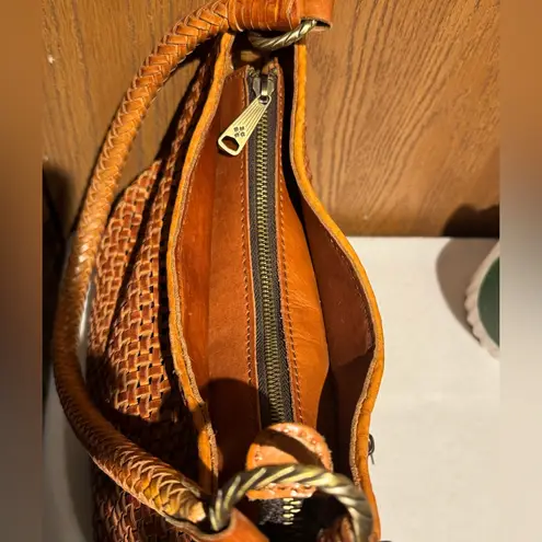 Patricia Nash Castelli Hobo Woven Brown Leather Handbag Purse