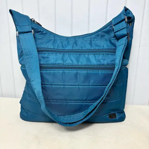 Lug Cable Car Satchel Blue/ Teal crossbody Bag with Zipper Details Blue