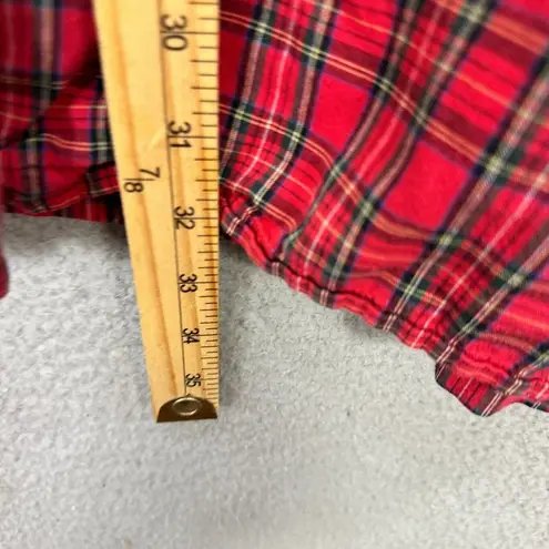 Ralph Lauren Pajama Top Women S Red Plaid Cotton Button Shirt Sleep Lounge Cozy