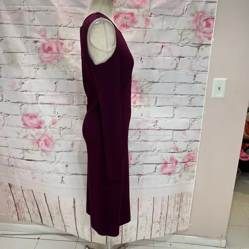 Eliza J Women's Cold Shoulder Midi Sweater Burgundy Dress Size L