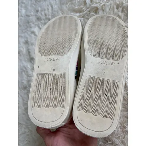 J.Crew Women's White Leather Sneakers Rainbow Stripe Tennis Shoes Size 7