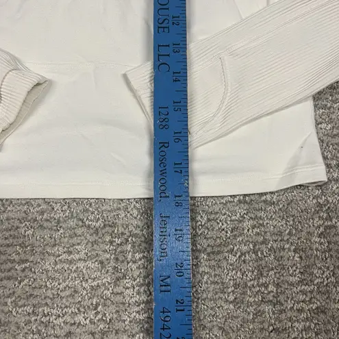 Lululemon It's Rulu Run Cropped 1/2 Half Zip Top Womens 4 6 Off White Shirt