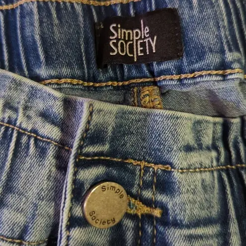 Simple Society Paper Bag Waist Jeans Woman's Size 28 Acid Wash Elastic Waist