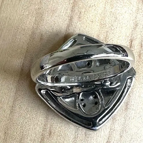 Sima K Sterling Silver & Black Enamel Ring with Pink Pavé Stones Via