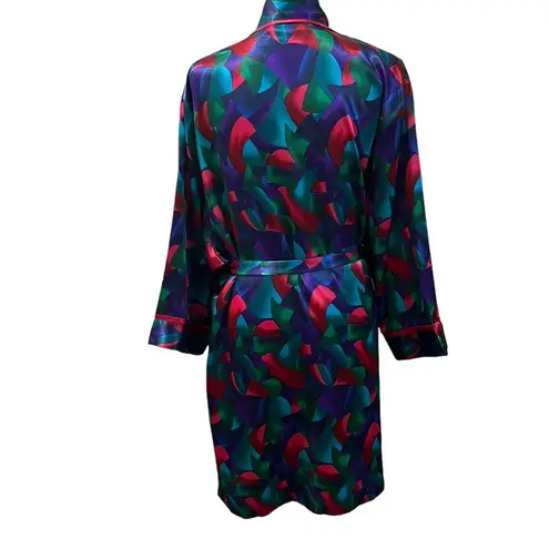 Cacique Lingerie Multicolor Abstract 3/4 Sleeve Short Robe M