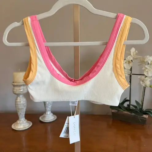 L*Space Lala Bikini Top Ribbed Cream Guava Golden Hour M NWT White Size M