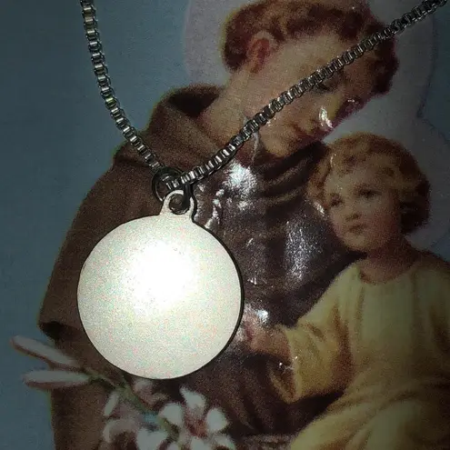 Saint Anthony Saint of Miracles Silver Tone Pendant Necklace