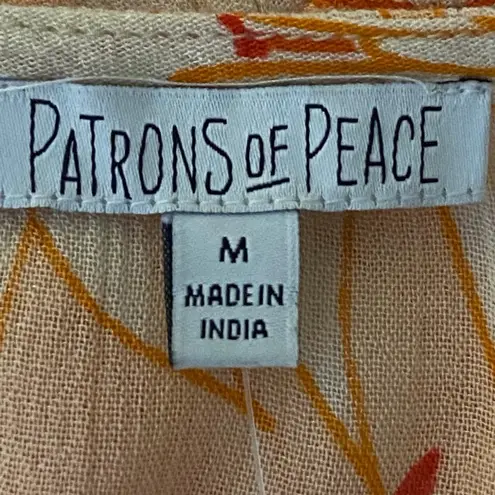 Patrons of Peace coral and cream flutter sleeve cropped top. Size Medium. NWT