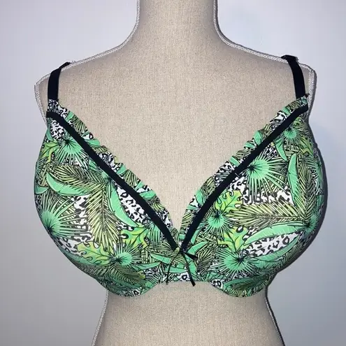 Rene Rofe Pure Beauty Underwire Bra Green & Black Foliage Animal Print 44 DD Size undefined