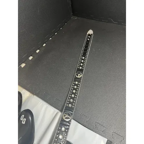 Rue 21 Y2K  Womens L Western Rhinestone Faux Leather Bling Belt Black NWT Grunge