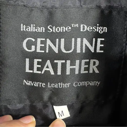 Vintage Black Leather Patchwork Trench Coat Womens M Goth No Belt Damaged Size M