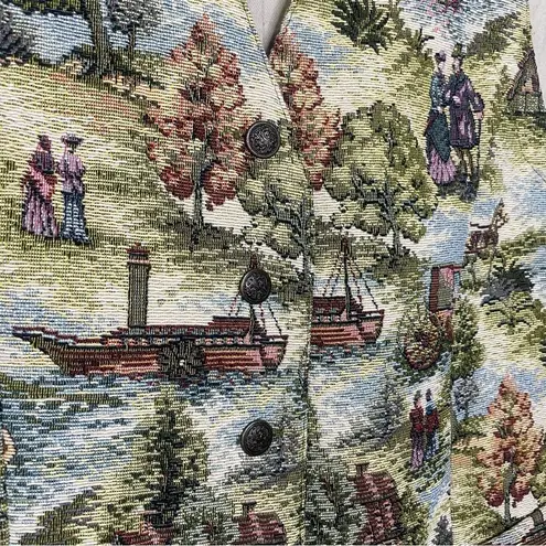 Karen Scott Vintage Tapestry Vest Sleeveless Button Front Size Large