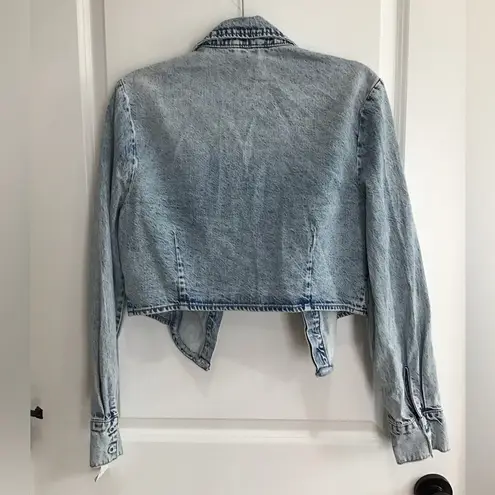 Avec Les Filles  Denim Jacket Women Large Acid Waah Light Blue Jean New With Tags