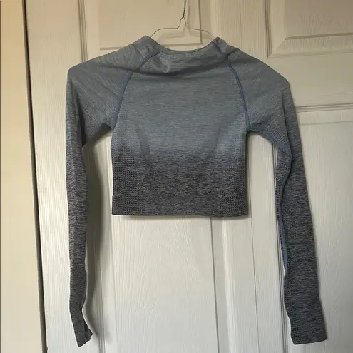 PINK - Victoria's Secret PINK | Victoria's Secret Seamless Blue Fade Crop Top Long Sleeve XS