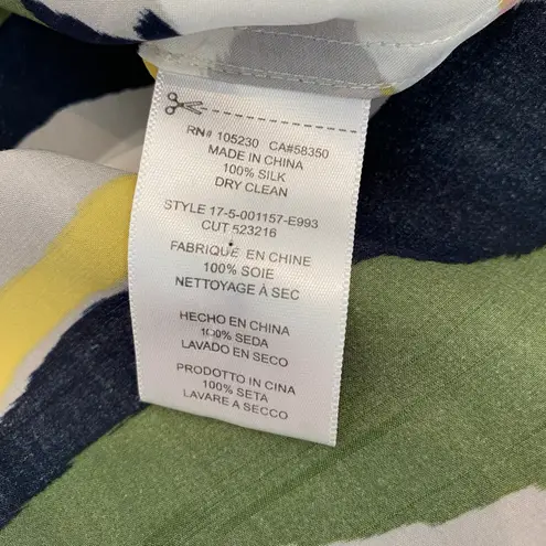 Equipment Camo Print Tie Sleeve 100% Silk Blouse Size L