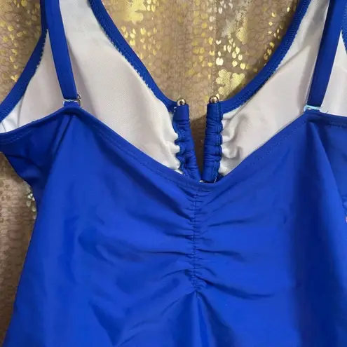 Bright Royal Blue V Neck Cutout One Piece Swimsuit Small NWOT