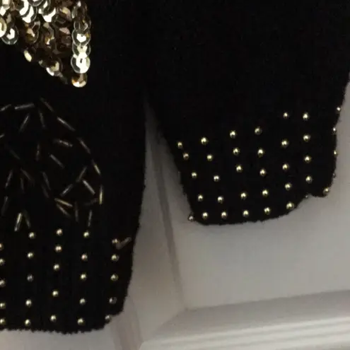 FINAL MARKDOWN Ladies Western Connection Beaded & Sequined Cowl Neck Sweater (S) Black