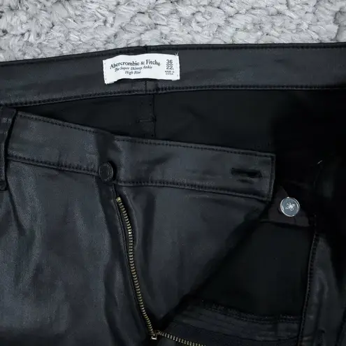 Abercrombie & Fitch Abercrombie 22 Long 36 Super Skinny Ankle Jeans High Rise Coated Black