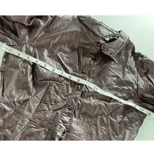 Nicholas Dress Womens 6 Brown Larisa Faux Leather Midi Button Front Ruffle Hem