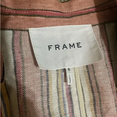 Frame  Revolve Multicolor Linen Striped Lightweight Blazer size 6