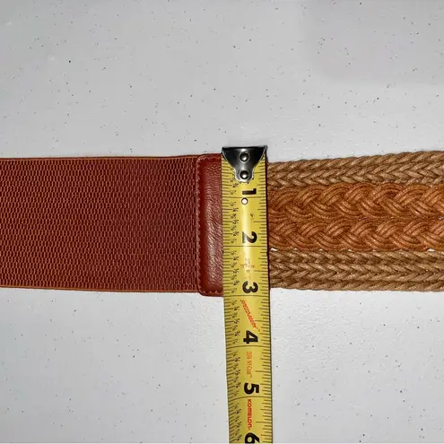 None Woven Leather Stretchy Belt with Hinge Closure