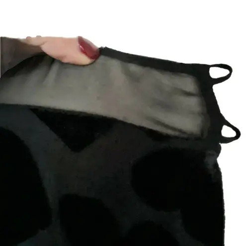 Saint Laurent Burnout Velvet Dress Black Draped Silk Long Sleeve Hearts 42 US 10