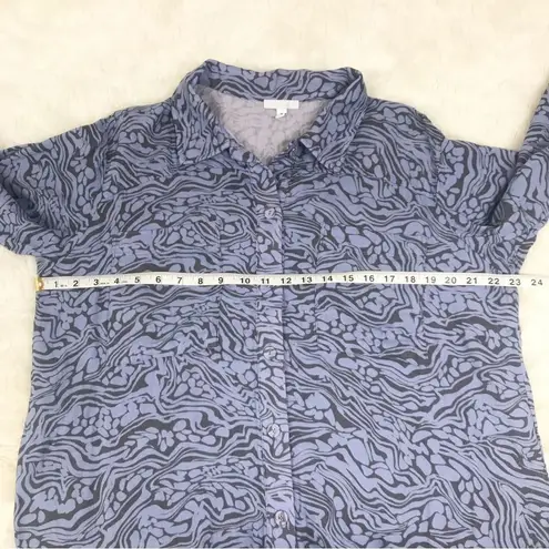 Johnny Was CALME Double Pocket Shacket Button Down Shirt Blue Size Medium New